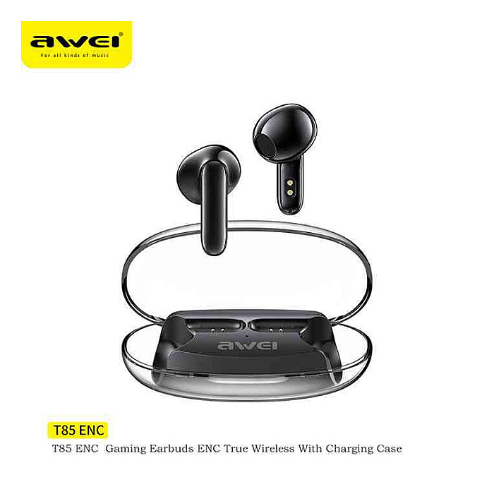 Awei T85 ENC Gaming Bluetooth Earbuds with Transparent Charging...